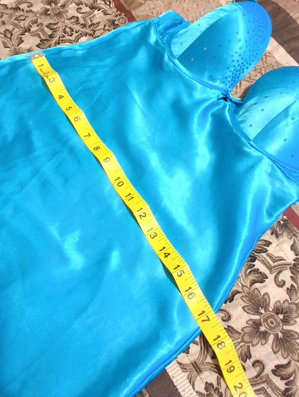 Victoria's Secret Turquoise Satin Lingerie Dress Sz34D Babydoll Fairy Padded Cup - Picture 11 of 15